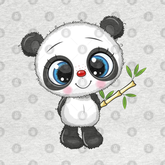 Cute panda with bamboo stick by Reginast777